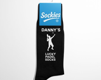 Personalised Lucky Padel Socks, Custom Padel Gift, Funny Sports Socks for Him, Padel Present - Sockies®