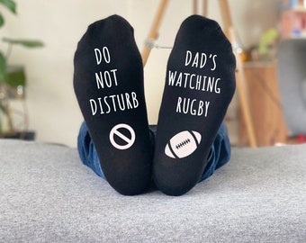 Personalised Do Not Disturb NAME is watching RUGBY Socks - Custom Men's Gift - Birthday / Christmas - Personalised Socks