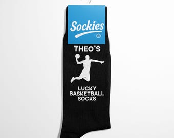 Personalised Lucky Basketball Socks, Custom Basketball Gift, Funny Sports Socks for Him, Basketball Present- Sockies®