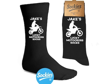 Chaussettes de motocross porte-bonheur personnalisées, cadeau Crosser - Cadeau pour pilote de motocross Moto X - Cadeau pour elle / pour lui - Cadeaux accessoires motocross