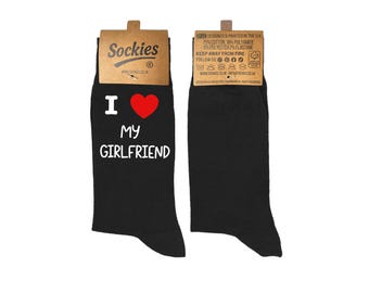 I LOVE / I HEART my Girlfriend / Boyfriend Fiancee Fiance Wife Husband Socks - Partner Love  Christmas present socks - Gifts for couples