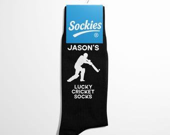 Personalised Lucky Cricket Socks, Custom Cricket Gift, Funny Cricket Socks for Him, Sports Gift, Cricket Present - Sockies®