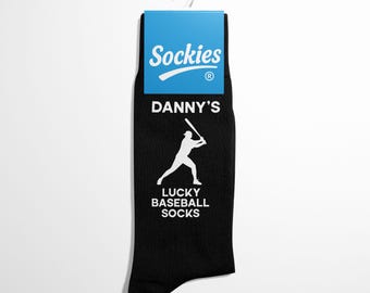 Personalised Lucky Baseball Socks, Custom Baseball Gift, Funny Sports Socks for Him, Baseball Present - Sockies®