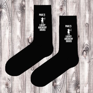 Personalised Lucky Archery Socks - Uncle - Dad - Grandad - Any Text / Name - Custom - Black Socks