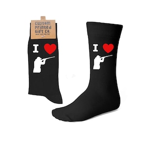 I LOVE SHOOTING Socks - Clay Pigeon Shooter - Gifts for Shooters