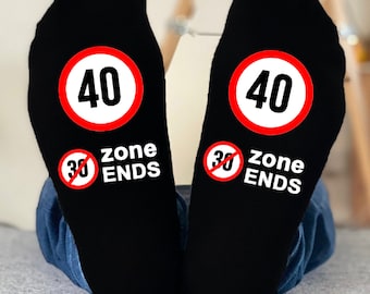 Funny 40th - 30 Zone Ends Birthday Gift Socks fortieth birthday gifts forty zone!