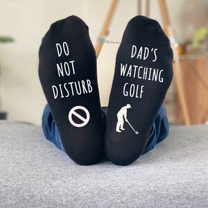 Personalised Do Not Disturb Dad Granddad Uncle ANY NAME is watching GOLF Socks - Custom Men&#39;s Gift - Birthday / Christmas Socks