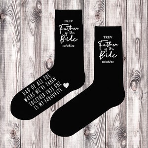 Father of the Bride Gift - Personalised wedding Socks  - 'of all the walks we've taken together, this one is my favourite' Groom Socks