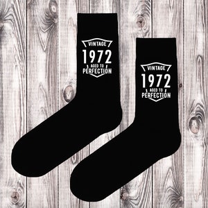 Birthday Gift Socks - ANY YEAR Vintage Aged to Perfection - novelty socks present. Customisable personalised gift!
