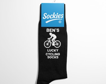 Personalised "Name's" Lucky Cycling Socks, Custom Cycling Gift, Funny Sports Socks for Him, Cycling Present - Sockies®
