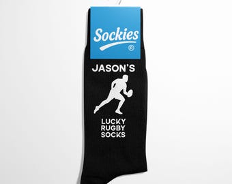 Personalised Lucky Rugby Socks, Custom Rugby Gift, Funny Rugby Socks for Him, Sports Gift, Rugby Present - Sockies®