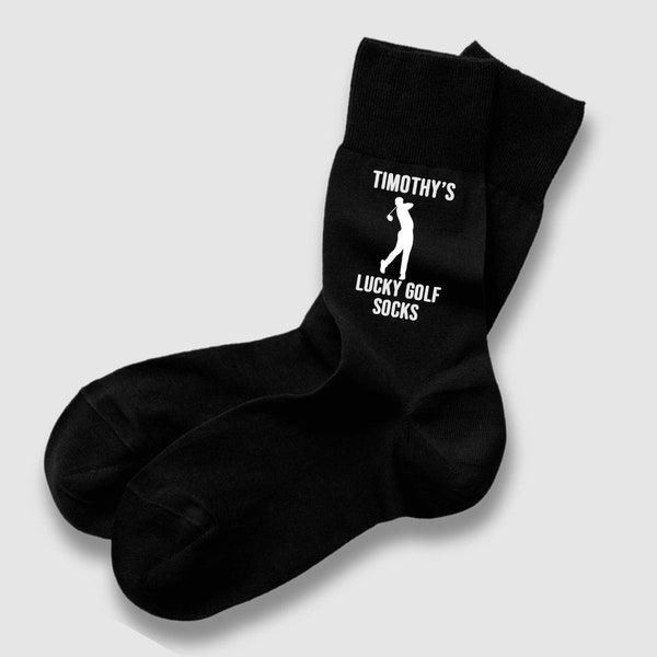 Personalised Lucky Golf Socks - Uncle - Dad - Grandad - Any Text / Name - Custom - Black Socks