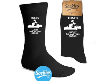 Calcetines personalizados de la suerte para karting, regalo para aficionados al karting - Regalo para pilotos de karting - Regalo para él/ella - Regalos para aficionados al karting