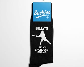 Personalised "Name's" Lucky Lacrosse Socks, Custom Lacrosse Gift, Funny Sports Socks for Him, Lacrosse Present - Sockies®
