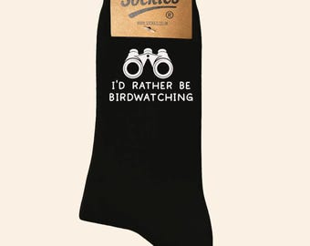 I'd Rather Be Birdwatching Socks, Funny Bird Lover Gift, Birding Socks for Him or Her, Nature Lover Gift, Ornithology Socks, Novelty Socks