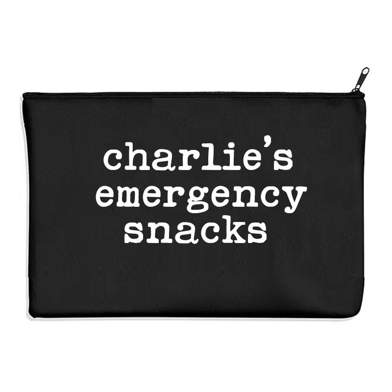 Personalised Emergency Snacks zipper bag- SNACK BAG, Kids Wallet, Treat Bag, Canvas Pouch, Emergency Snack Pouch