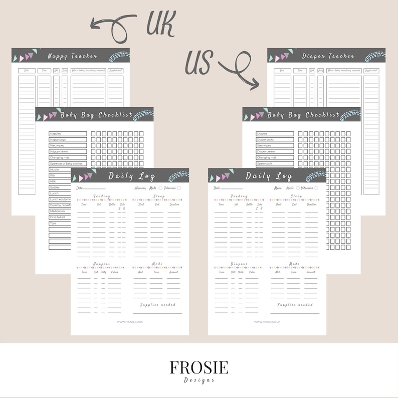 Baby Organisation Bundle / Printable Baby Log / Newborn Log / Feeding ...