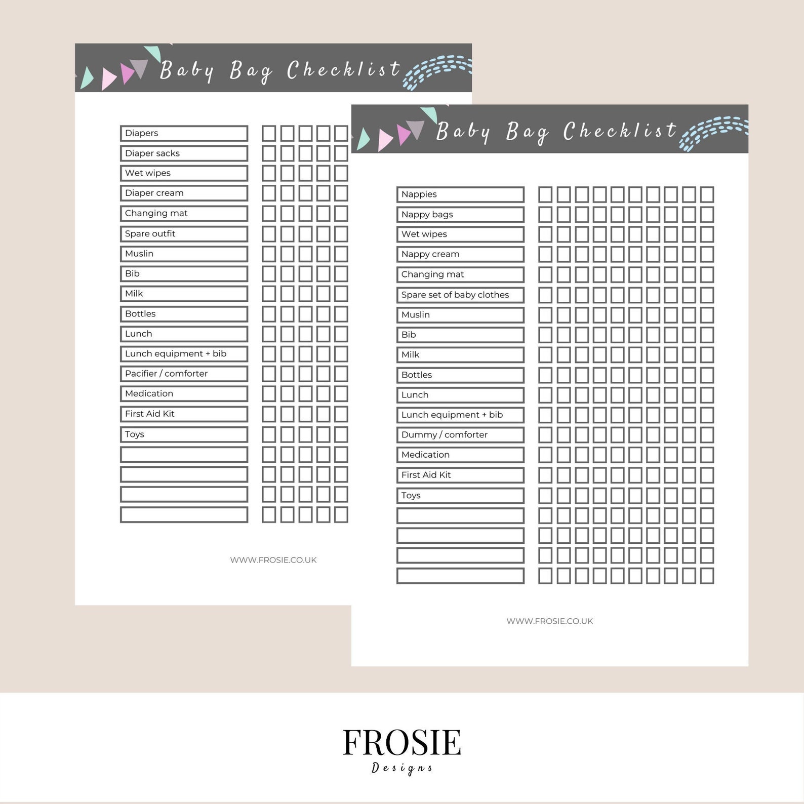 Printable baby bag checklist / Newborn log / Changing bag / Etsy España