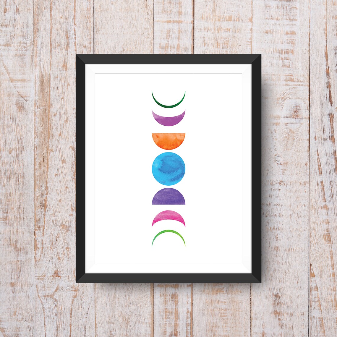 Moon Phases Print, Colorful Lunar Phases, Phases of the Moon, Moon Wall ...