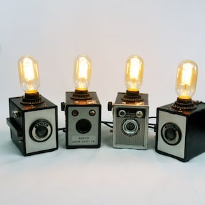 Vintage Repurposed Ansco Box Retro Camera Accent Lamp