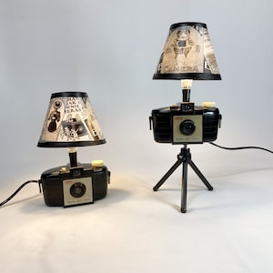 Vintage Recycled And Repurposed Kodak English Brownie 127 Retro Accent Lamp