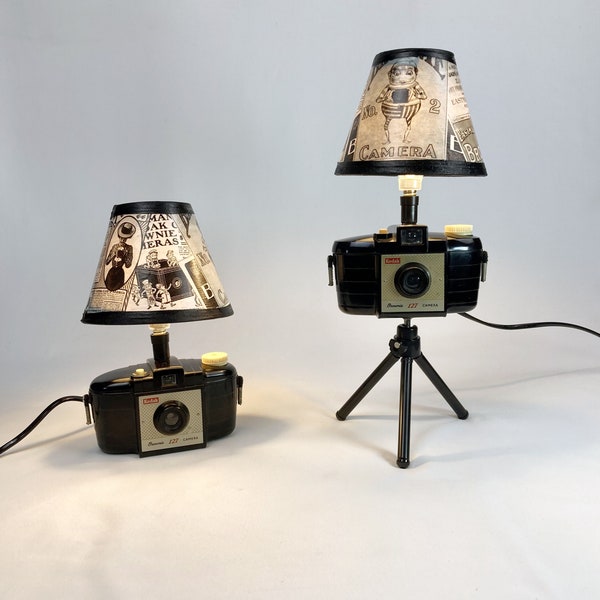 Vintage Recycled And Repurposed Kodak English Brownie 127 Retro Accent Lamp