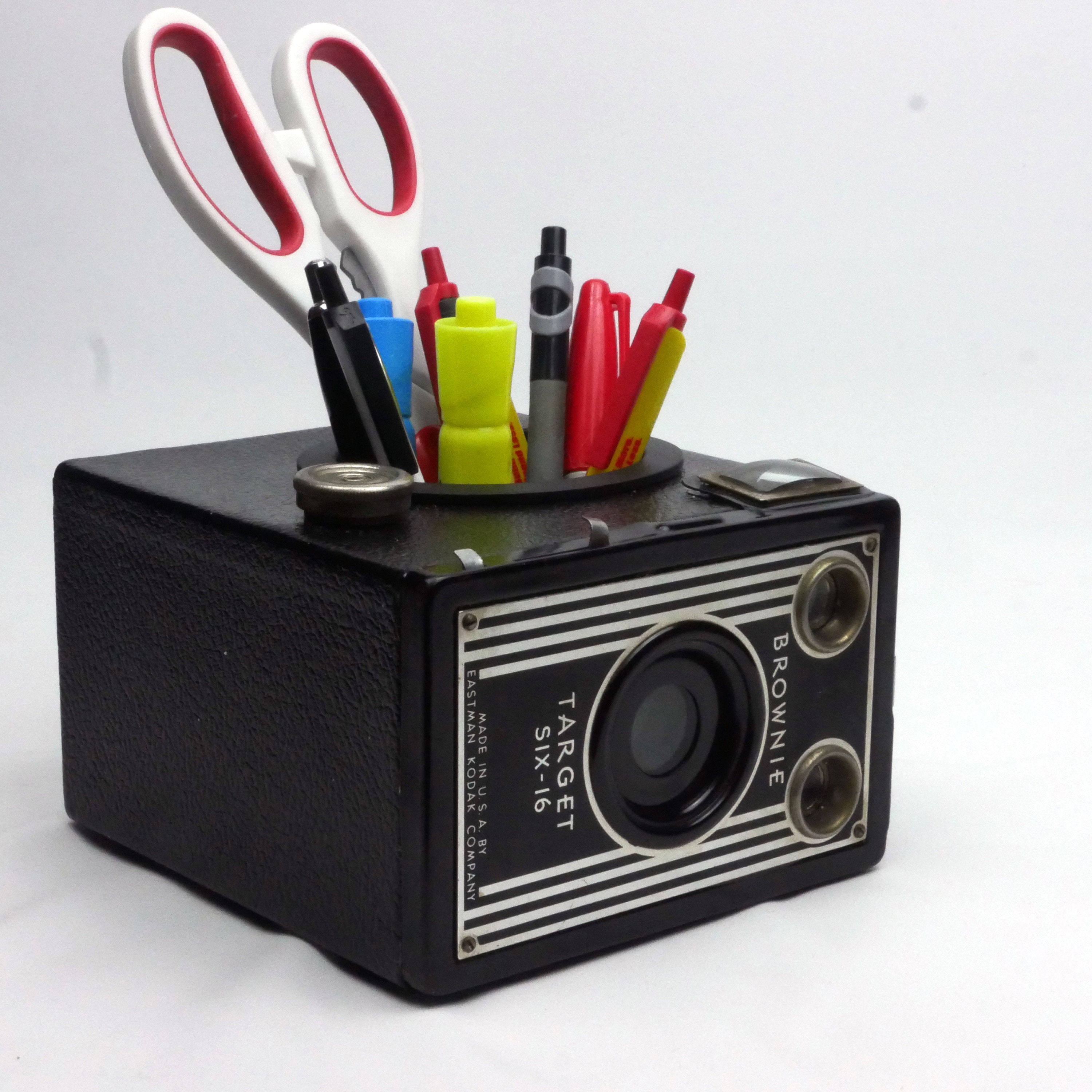 Antique Camera Pencil Holder & Desk Organizer From a Kodak Target 616 Repurposed Camera