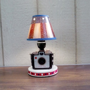 Antique Camera Lamp Kodak Holiday Flash/Bullet Patriotic Repurposed Accent Lamp