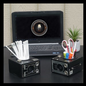 Retro Vintage Upscaled Repurposed Retro Kodak Six-16 Camera Pencil Holder & Desk Organizer