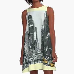 New York City / A-line Dress/ Trapeze Dress / Wearable Art - UP TO 4XL