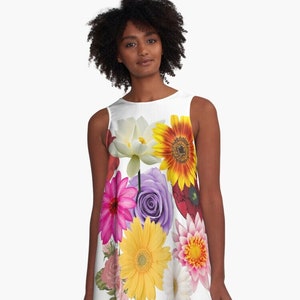 Flower Power A-line Dress / Trapeze Dress / up to 4XL - Etsy