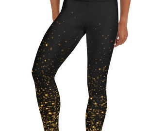 Black with Gold Sprinkles Yoga Leggings