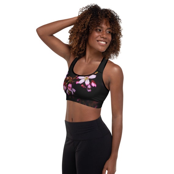 Blossom After Dark /black Padded Sports Bra 