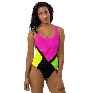 Neon Color Blocking  One-Piece Swimsuit / Leotard / Bodysuit