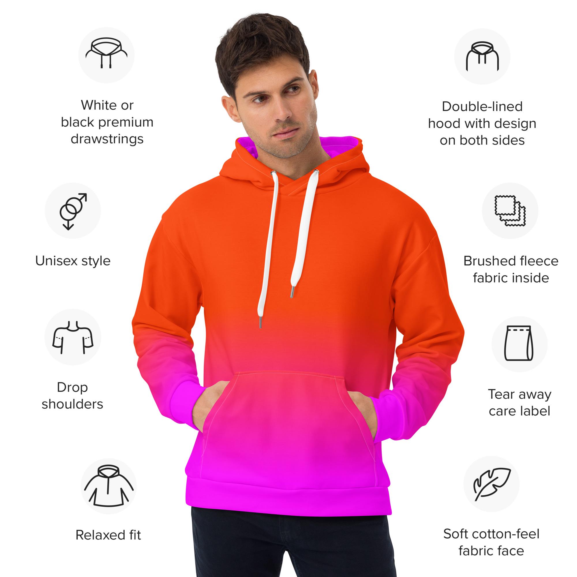Neon Orange & Pink RECYCLED Unisex Hoodie - Etsy