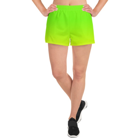 Neon Lime Green Women's Athletic Short Shorts 