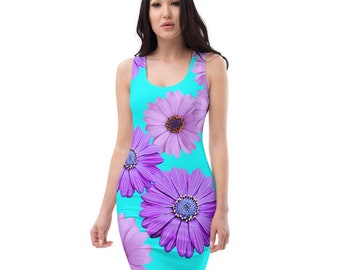 Electric Daisy Tank Dress / Purple Daisies Bodycon