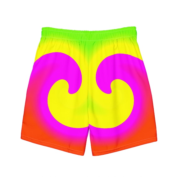 Neon Swirl Men s Recycled Swim Trunks Men s Swimwear ECO Neon