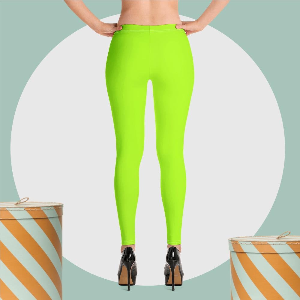 Neon Green and Neon Yellow Ombré Shade Color Fade Leggings by PodArtist