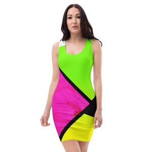 Neon Color Blocking Tank  Dress / Bodycon