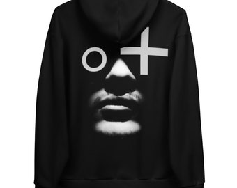 The Face RECYCLED Unisex Black Graphic Hoodie / Streetwear Unisex Hoodie