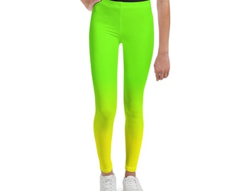 New Girls Kids Neon Florecent Coloured Party Casual Plain Leggings Age 7-12 Years