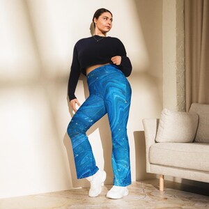 Marble Blue Flare RECYCLED Leggings / Bell Bottom ECO Leggings