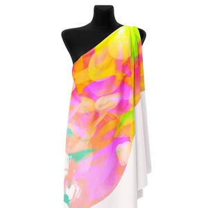 Neon Cloudy Watercolor Ink Recycled Polyester Fabric / Swimwear Fabric / Activewear Fabric