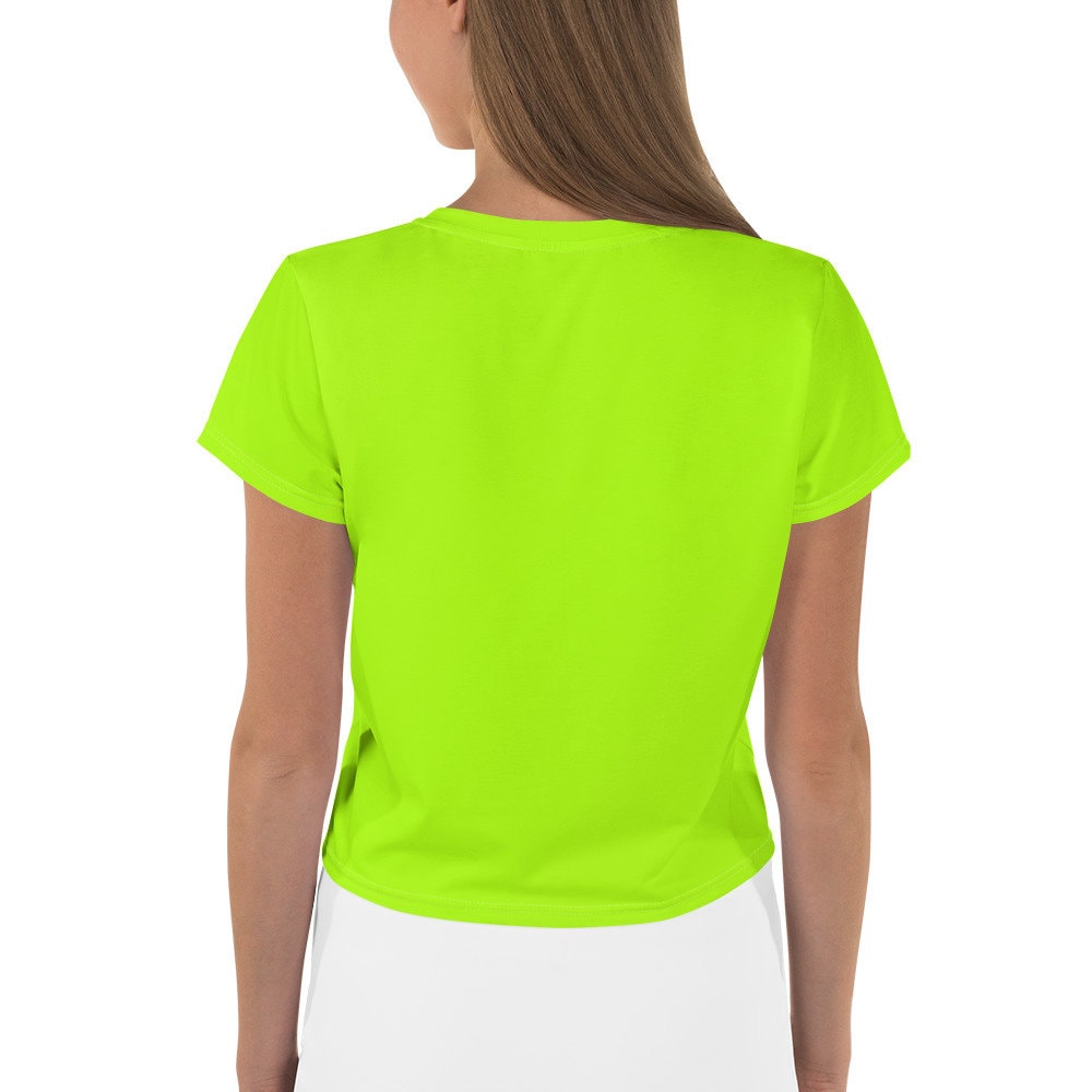 T-Shirt Cropped Branco/Verde Neon