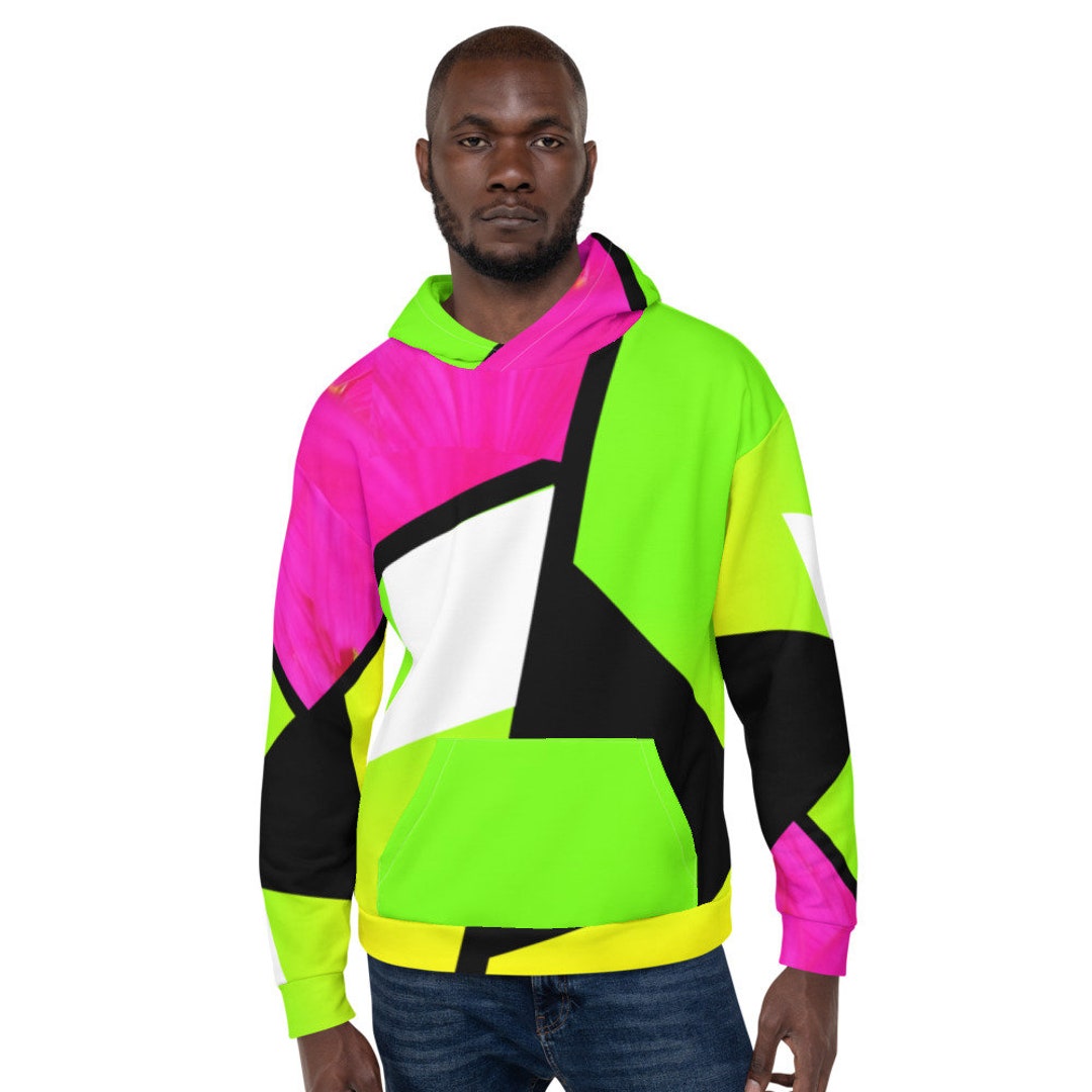 Neon Color Blocking RECYCLED ECO Unisex Hoodie / up to 3XL - Etsy UK