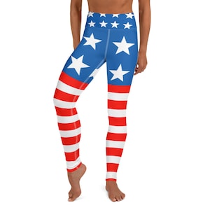 Americana Yoga Leggings / 4th Of July Leggings / USA Flag Leggings