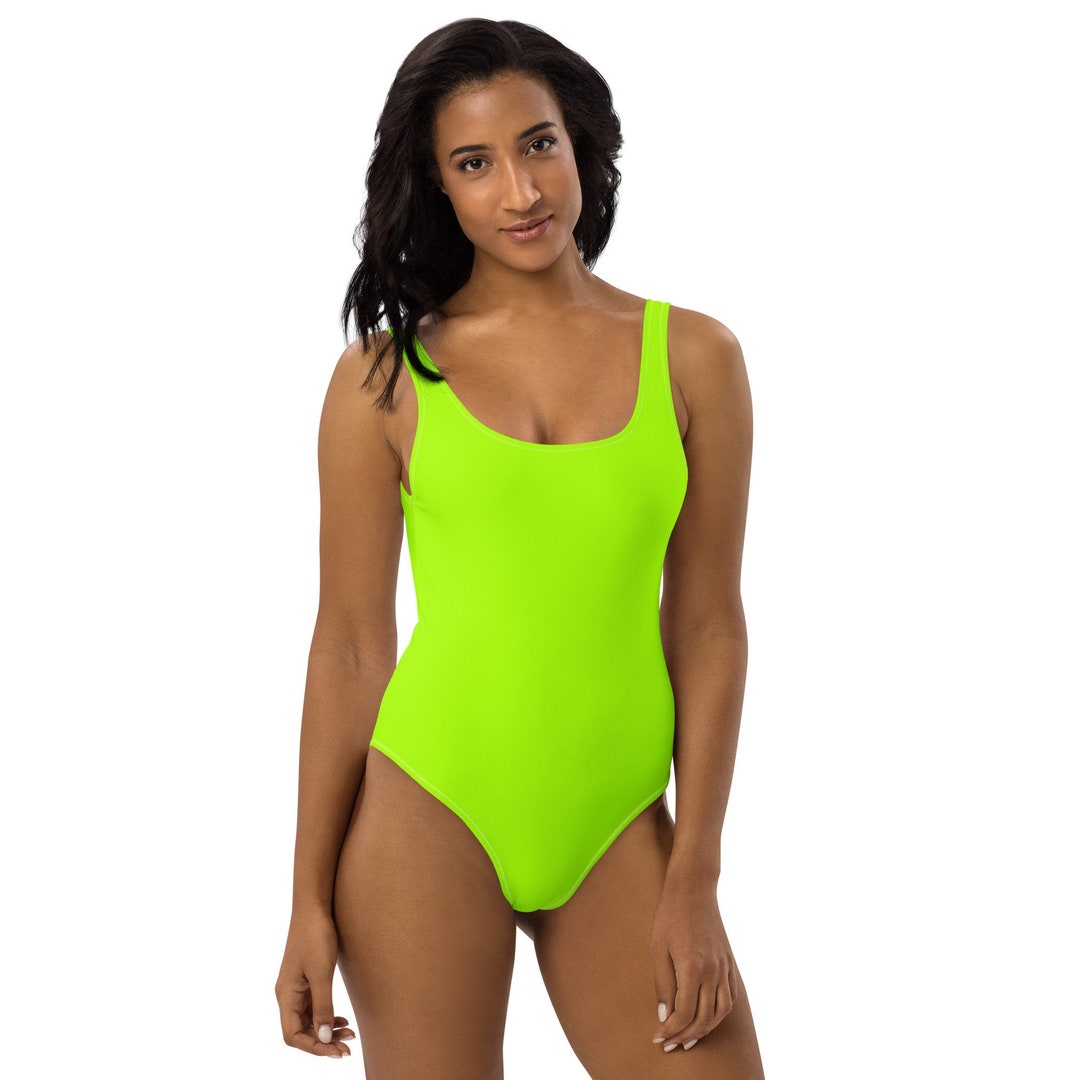 Buy Neon Lime Green One-piece Swimsuit / Leotard / Bodysuit Online in India  