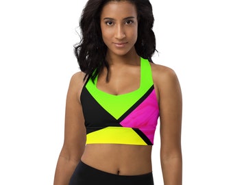 Neon Color Blocking Longline Sports Bra