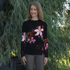 Blossom After Dark / Women's Rash Guard / Swimwear / Long Sleeve Activewear